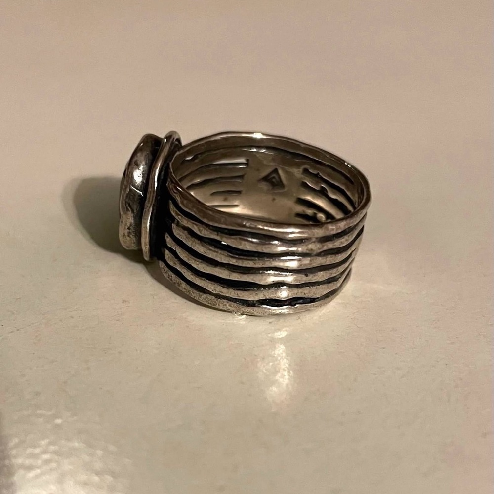Silpada Sterling Silver & Green Glass Ring - Size 12 - Picture 2 of 5